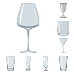 Vector design of dishes and container symbol. Collection of dishes and glassware stock symbol for web.
