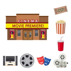 Isolated object of cinema  and theater sign. Set of cinema  and entertainment stock symbol for web.