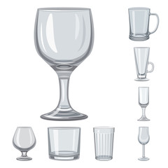 Vector design of dishes and container icon. Collection of dishes and glassware stock symbol for web.