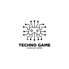 Techno Game Logo Design Vector