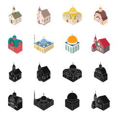Fototapeta na wymiar Vector design of temple and historic logo. Set of temple and faith stock vector illustration.
