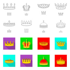 Vector design of medieval and nobility sign. Collection of medieval and monarchy vector icon for stock.