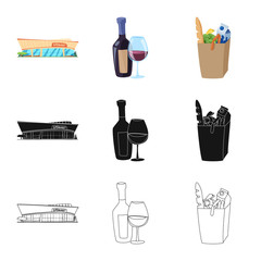 Isolated object of food and drink icon. Collection of food and store stock symbol for web.