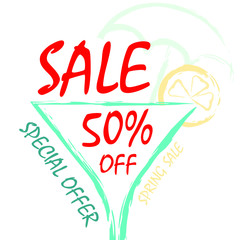 Sale banner template design, Special offer. 50% off. Vector illustration. 