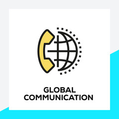 GLOBAL COMMUNICATION LINE ICON SET