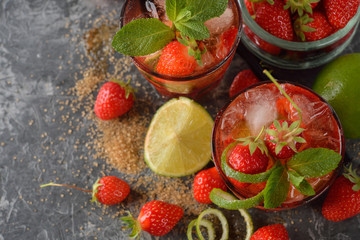 Strawberry mojito cocktail
