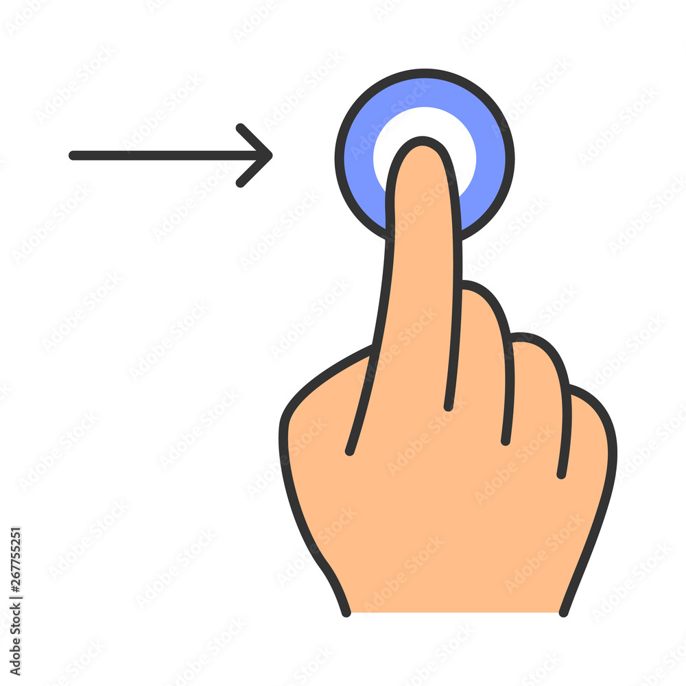 Poster horizontal scroll right gesturing color icon