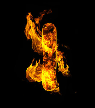 ALPHABETIC FIRE LETTERS, A TO Z , LETTER I , 3D ILLUSTRATION