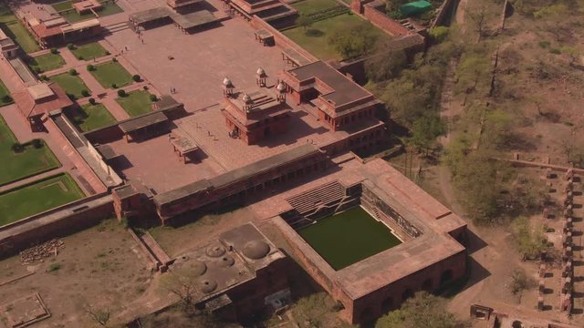 Fatehpur Sikri Abkbar's residence, India, 4k aerial