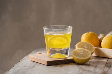 slimming tea with ginger, lemon and vitamins