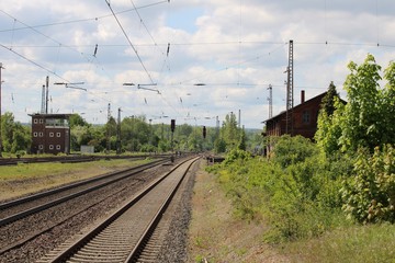 Fototapeta na wymiar Rail track with adjoining interlocking