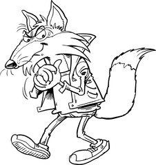 Vector cartoon character,  tricky fox