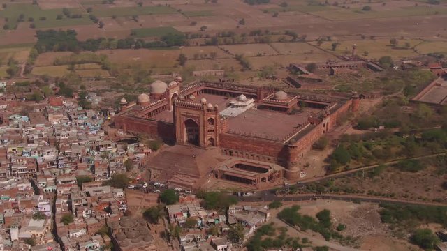Fatehpur Sikri Abkbar's residence, India, 4k aerial