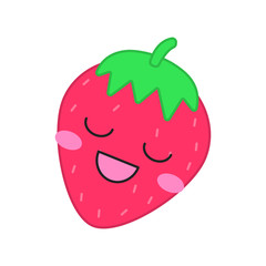 Strawberry cute kawaii vector character