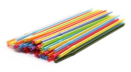 Colorful drinking straws isolated on white background