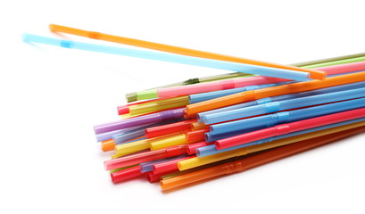 Colorful drinking straws isolated on white background