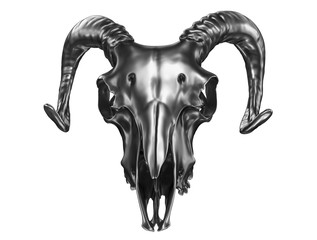 3D render of Metalic Ram Skull isolated on white background