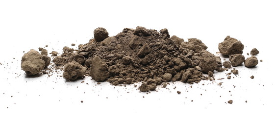 Dry dirt pile isolated on white background