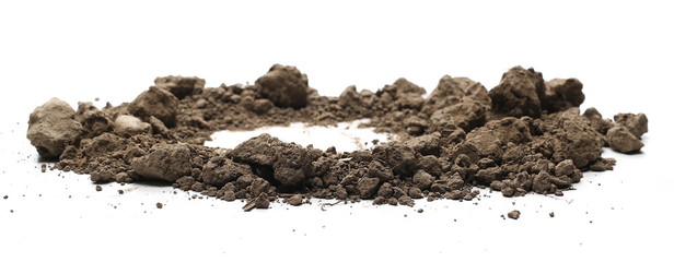 Dry dirt pile isolated on white background