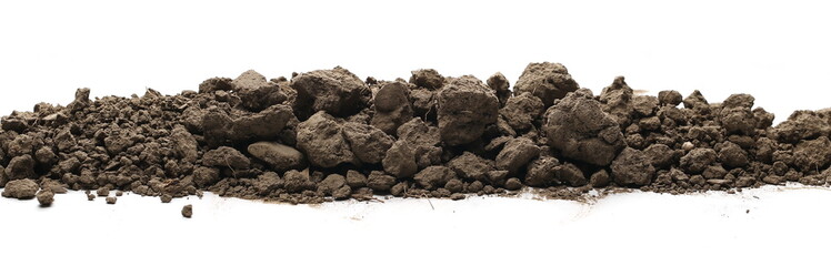 Dry dirt pile isolated on white background
