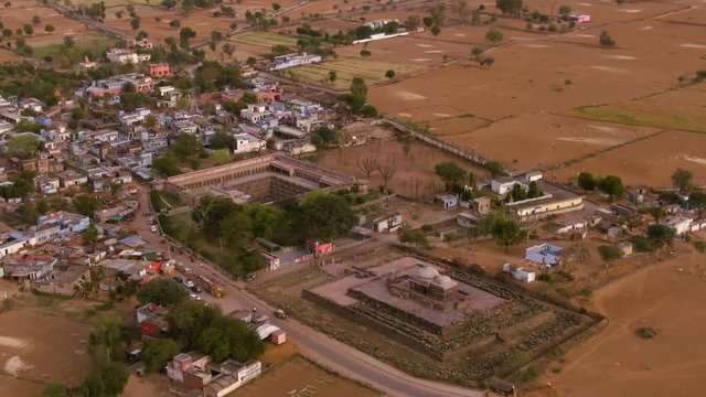 Chand Baori stepp well, Abhaneri, India, 4k aerial drone footage