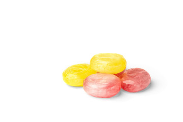 Color candies isolated on white background.