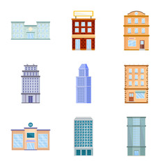 Vector design of facade and building icon. Set of facade and exterior  vector icon for stock.