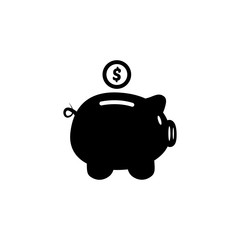 Piggy bank in a flat style. Piggy bank with coin.