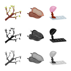 Vector design of food and yummy symbol. Set of food and brown   stock vector illustration.