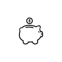 Piggy bank in a flat style. Piggy bank with coin.