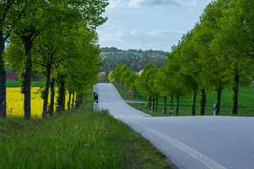 View on B178 Bundesstrasse coming from Zittau driving into Herrnhut