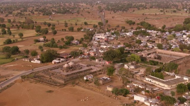 Chand Baori stepp well, Abhaneri, India, 4k aerial drone footage