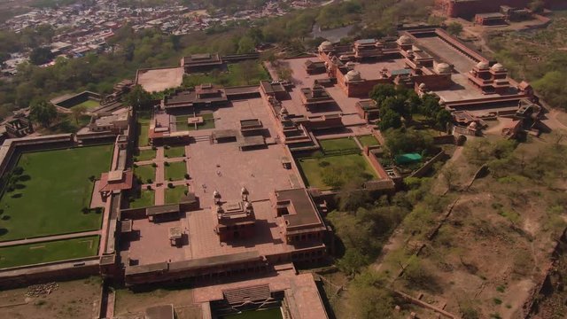 Fatehpur Sikri Abkbar's residence, India, 4k aerial