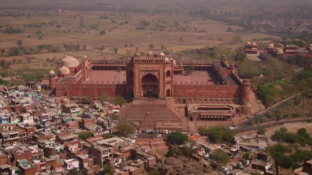 Fatehpur Sikri Abkbar's residence, India, 4k aerial