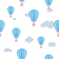 Blue balloon pattern on the background of clouds