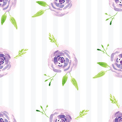 Obraz premium Hand-painted watercolor floral rose Pattern. Illustration of decorative floral design for wedding invitations and greeting cards.