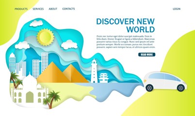 Discover new world vector website landing page design template