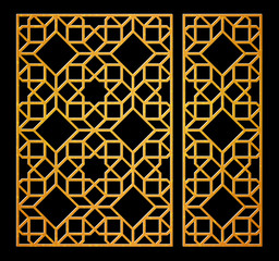Decorative panel of oriental style. For laser cutting, die cutting or stencil.