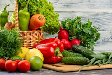 Fresh and raw vegetables