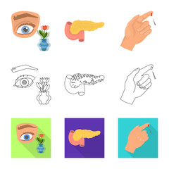 Vector illustration of diet and treatment  logo. Collection of diet and medicine stock symbol for web.