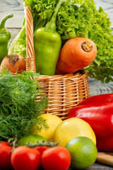 Fresh and raw vegetables