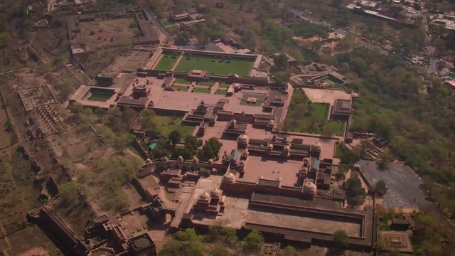 Fatehpur Sikri Abkbar's residence, India, 4k aerial