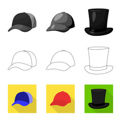 Vector design of clothing and cap sign. Collection of clothing and beret vector icon for stock.