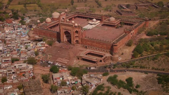 Fatehpur Sikri Abkbar's residence, India, 4k aerial