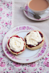Scones with cream and jam