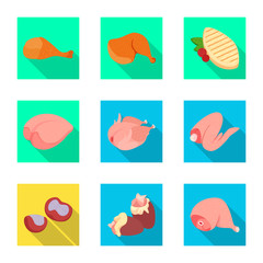 Vector design of product and poultry sign. Set of product and agriculture    stock symbol for web.