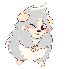 Funny cavy is winking, Wink Emoji, color drawing.