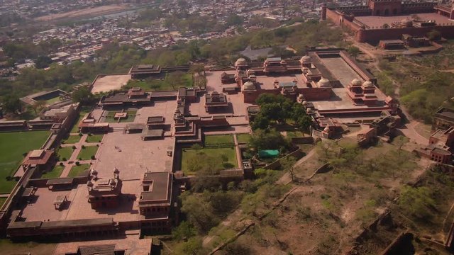 Fatehpur Sikri Abkbar's residence, India, 4k aerial