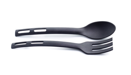 black kitchen utensil collection, isolated on white background