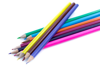 Color pencils isolated on white background.